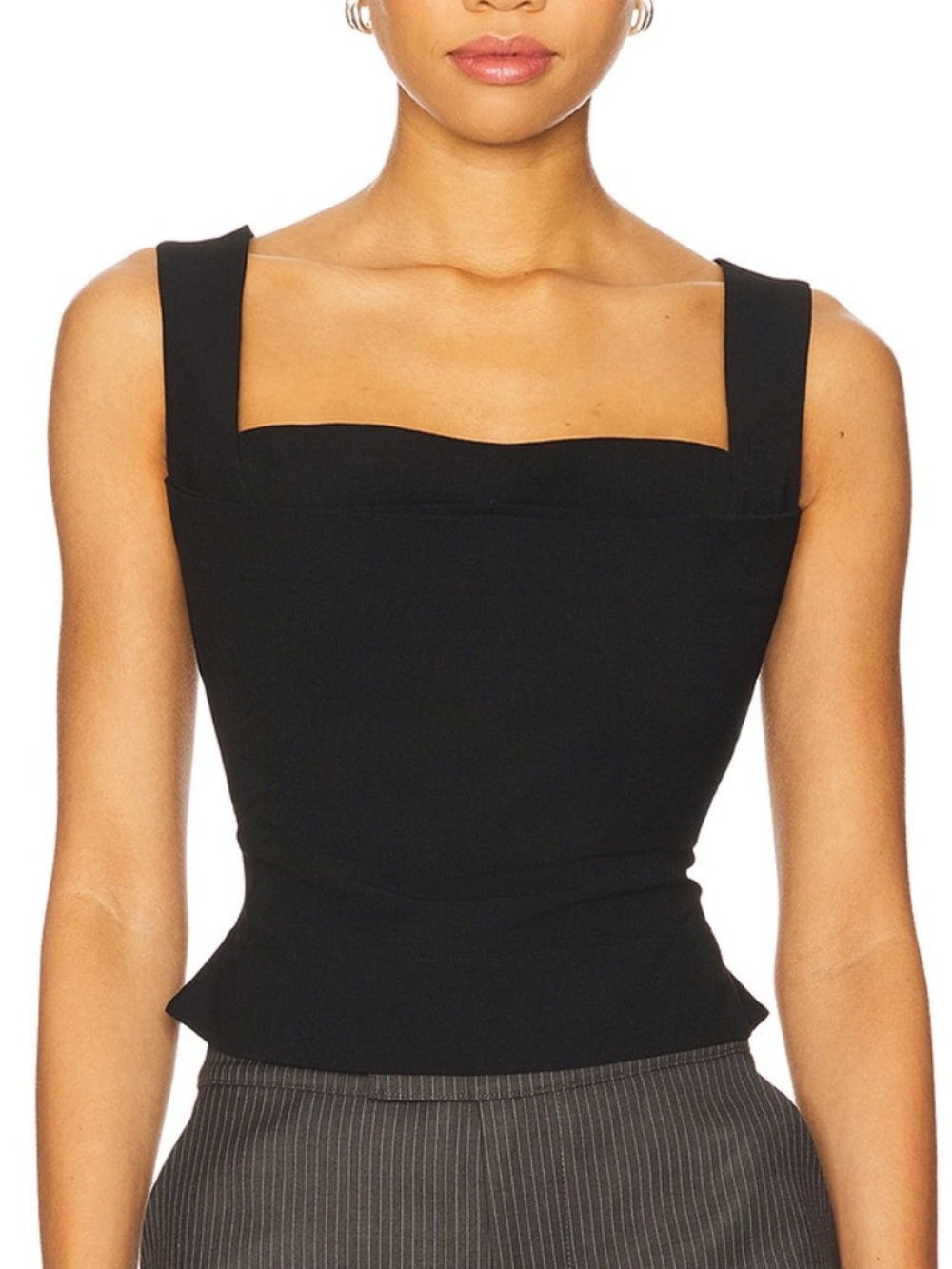Miaou Black Square-Neck Peplum Camisole Top